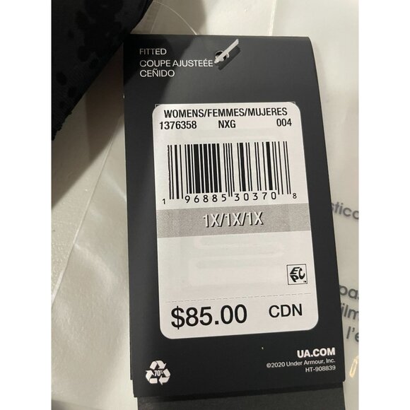 Under Armour Womens Fitted Sports Bra 1X Black/Gray Pattern Crisscross Back - Picture 9 of 11